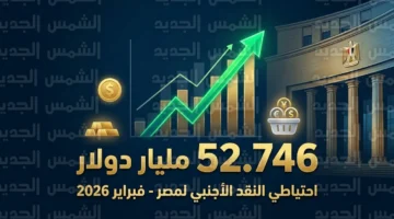 ارتفاع صافي الاحتياطيات الدولية لدى البنك المركزي المصري إلى 52.746 مليار دولار